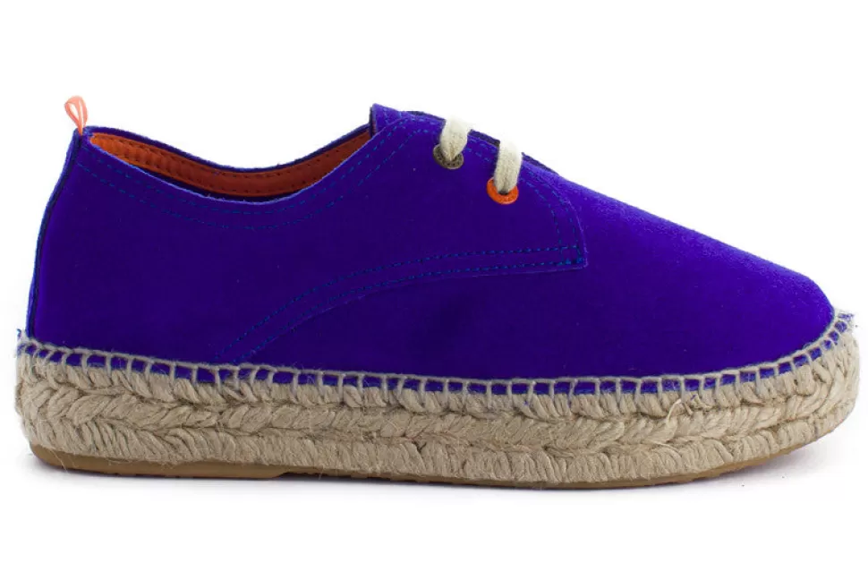 Store Blucher In Pelle Blu Klein Donna Espadrillas Con Lacci