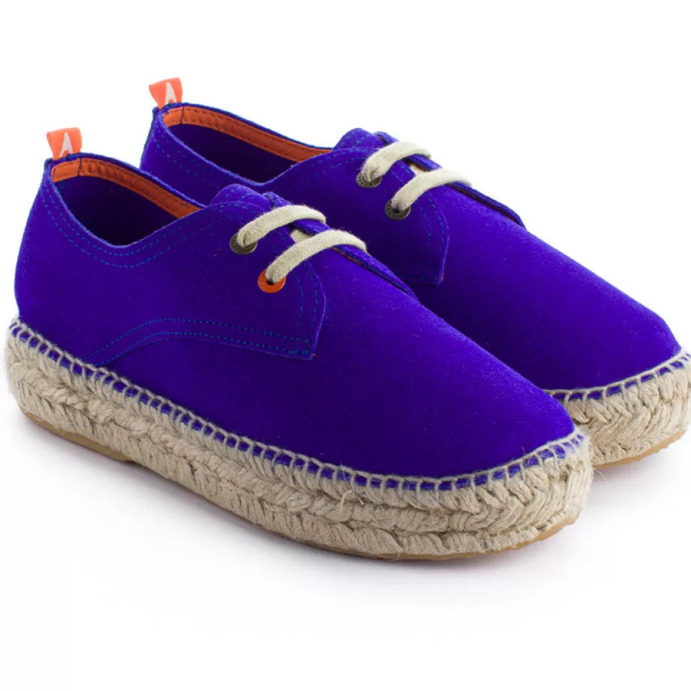 Store Blucher In Pelle Blu Klein Donna Espadrillas Con Lacci