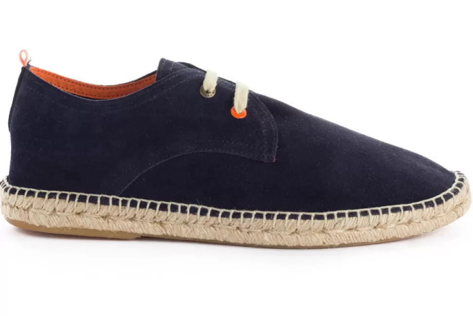 Best Sale Blucher In Pelle Blu Navy 19 Uomo Espadrillas Con Lacci