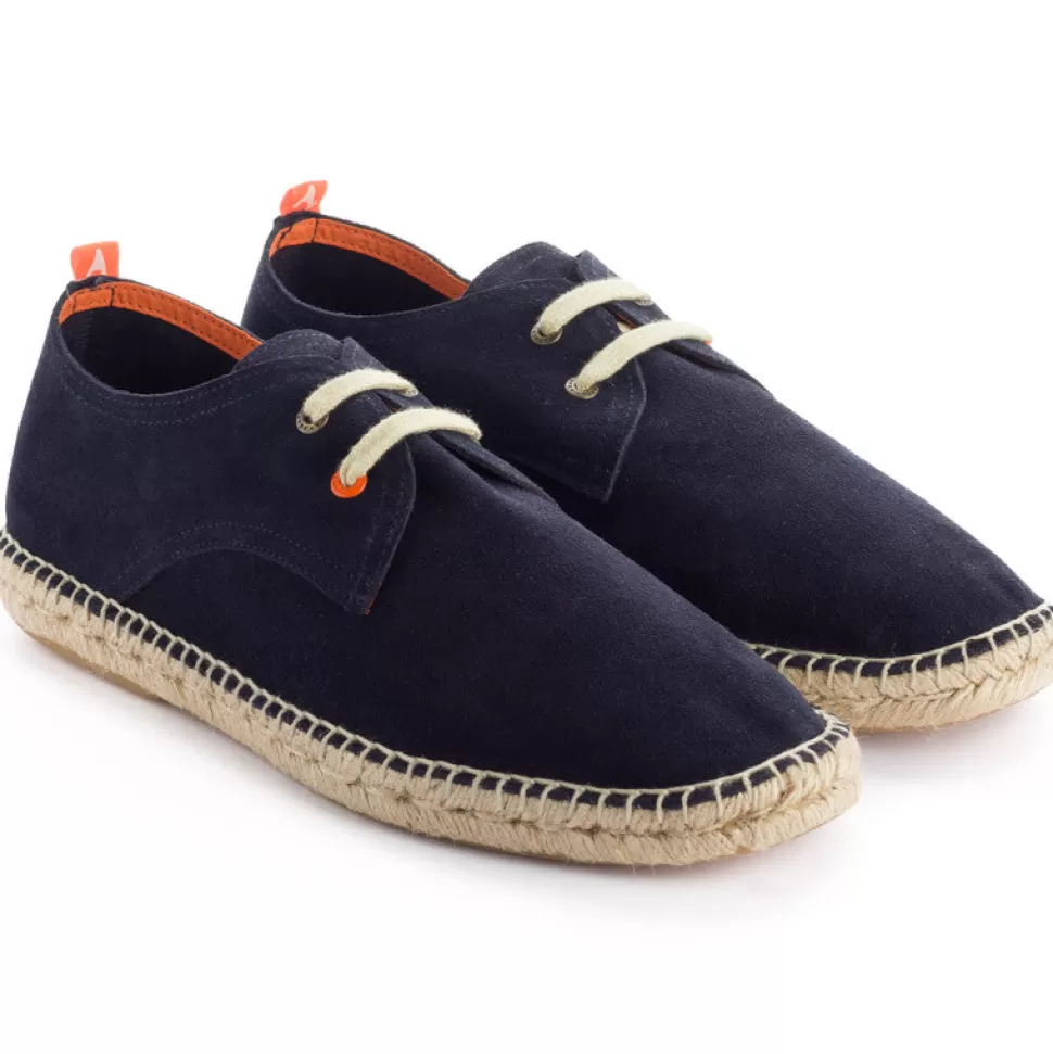 Best Sale Blucher In Pelle Blu Navy 19 Uomo Espadrillas Con Lacci