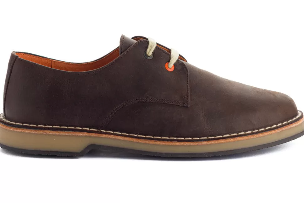 Best Sale Blucher In Pelle Cerata Marrone Uomo Scarpe Blucher