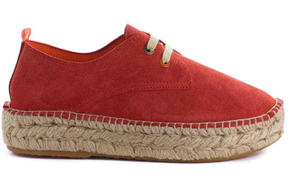 New Blucher In Pelle Corallo Donna Espadrillas Estive