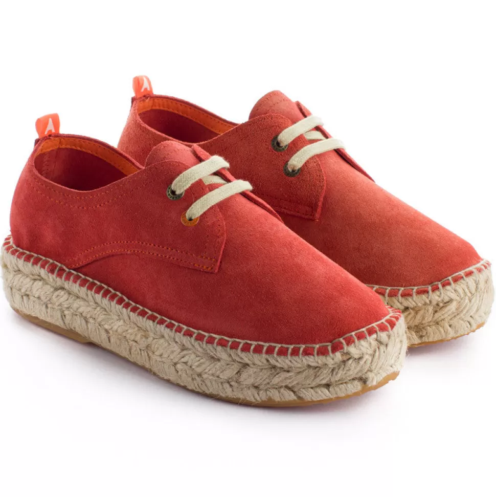 Online Blucher In Pelle Corallo Donna Espadrillas Con Lacci