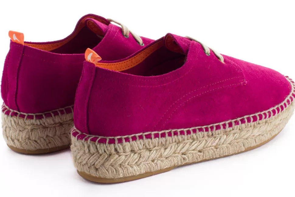 Hot Blucher In Pelle Fucsia Donna Espadrillas Con Lacci