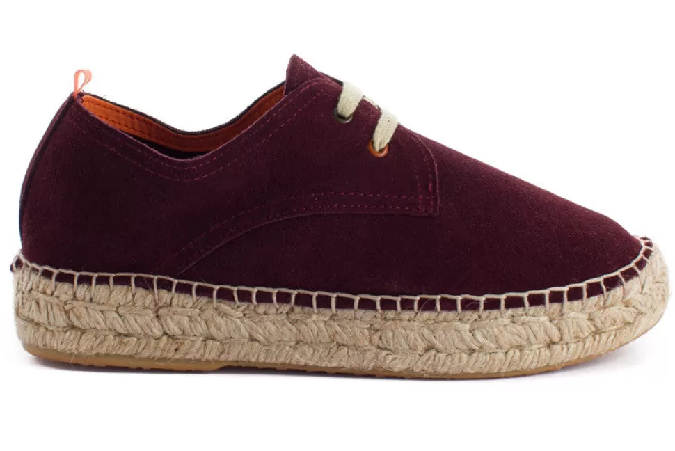 Cheap Blucher In Pelle Melanzana Donna Espadrillas Con Lacci