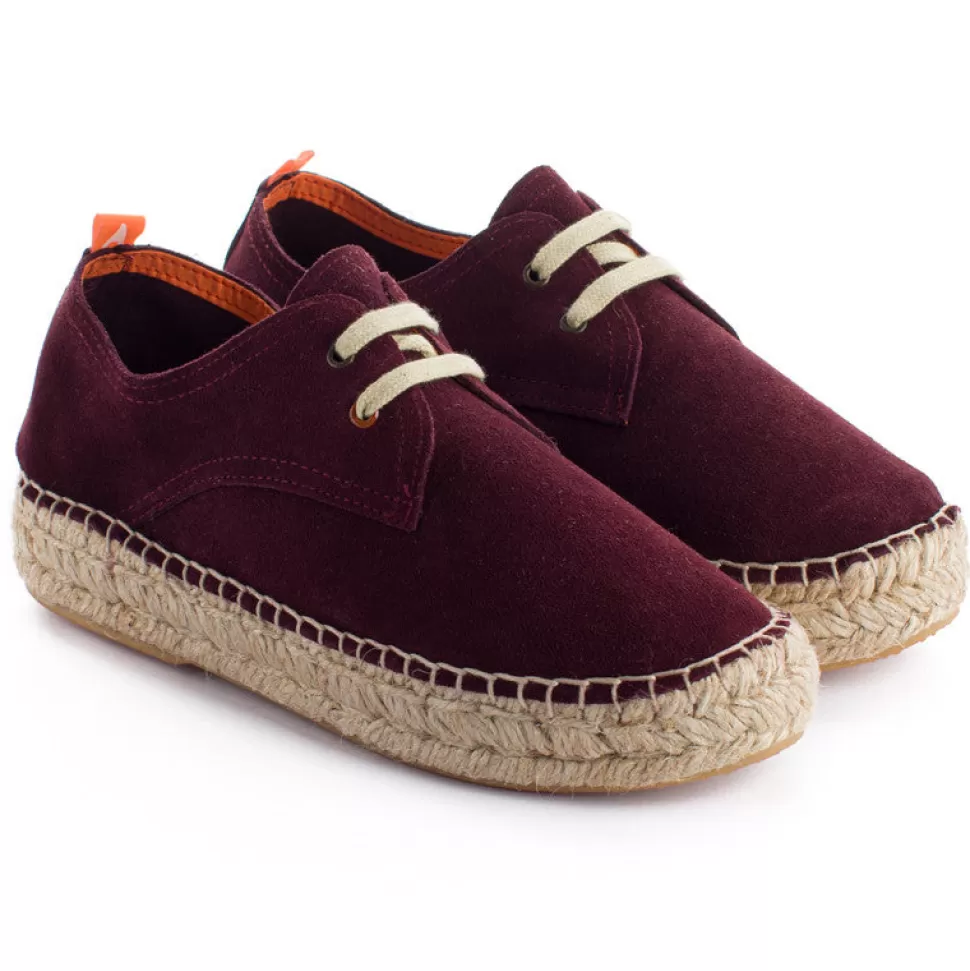 Cheap Blucher In Pelle Melanzana Donna Espadrillas Con Lacci