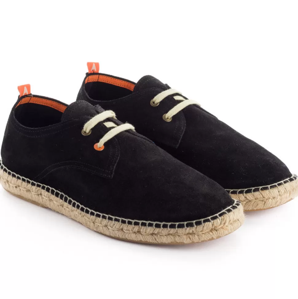 Shop Blucher In Pelle Nera Uomo Espadrillas Estive