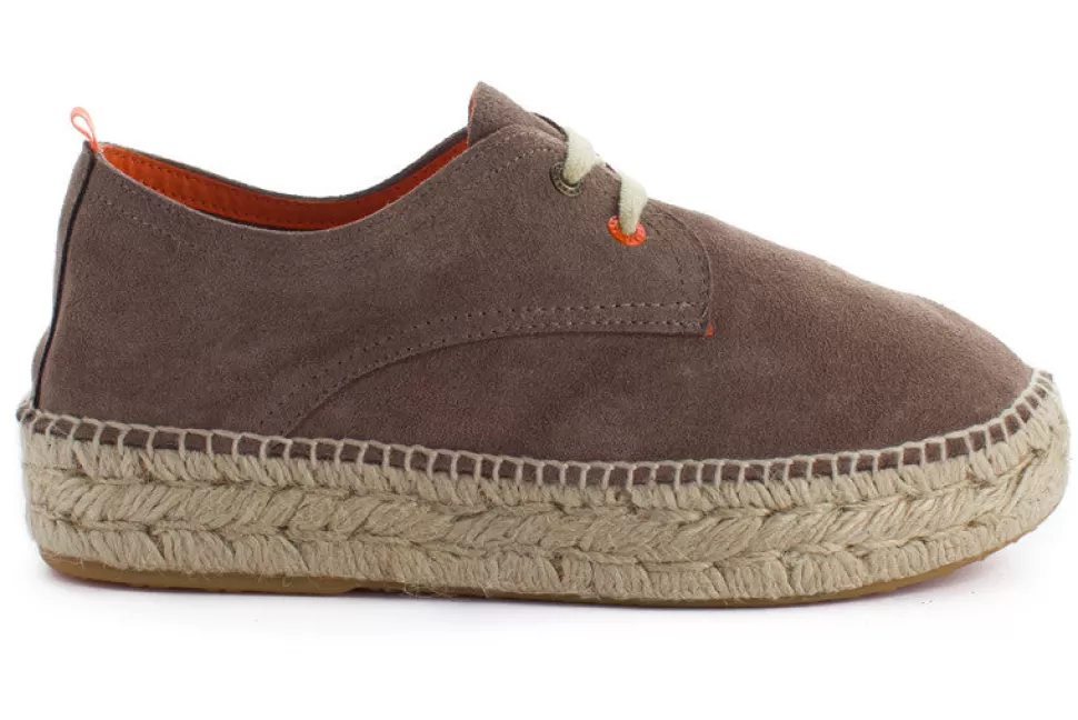 Flash Sale Blucher In Pelle Tortora Donna Espadrillas Con Lacci