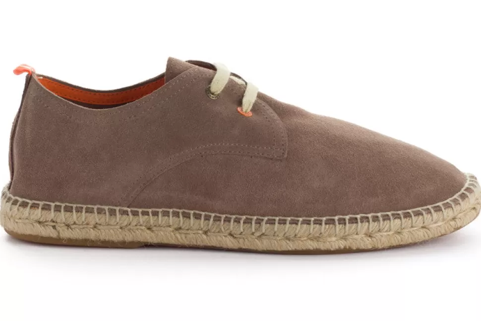 Best Sale Blucher In Pelle Tortora Uomo Espadrillas Con Lacci