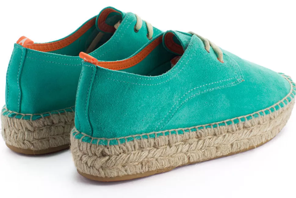 Store Blucher In Pelle Turchese Donna Espadrillas Con Lacci