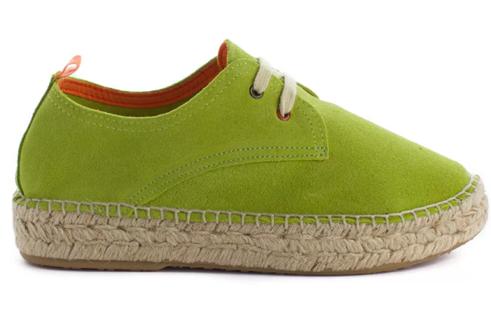 Shop Blucher Pelle Di Pistacchio Donna Espadrillas Con Lacci