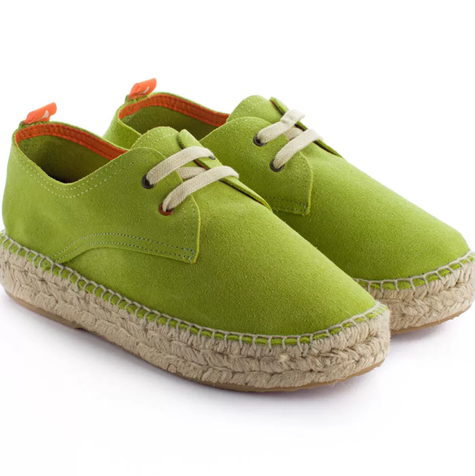 Shop Blucher Pelle Di Pistacchio Donna Espadrillas Con Lacci