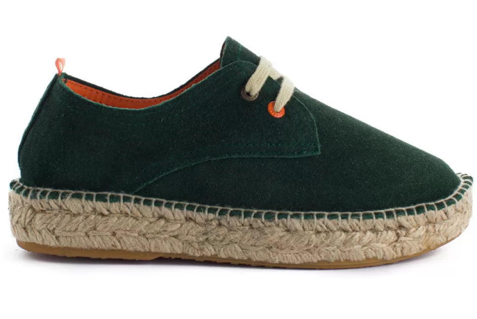 Best Sale Blucher Pelle Smeraldo Donna Espadrillas Con Lacci