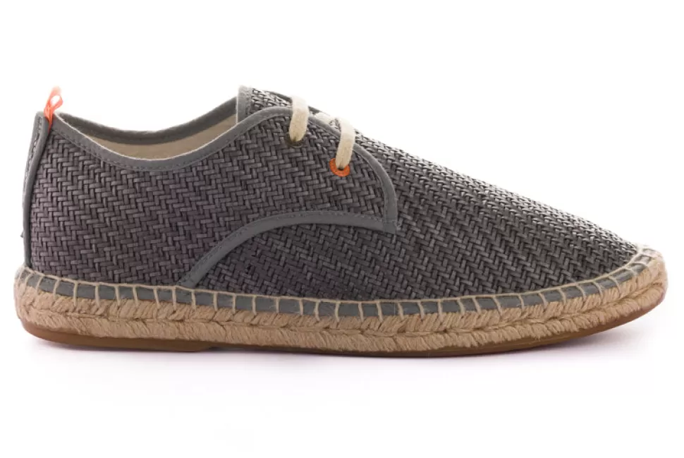 Cheap Blucher Rafia Grigio Uomo Espadrillas Con Lacci