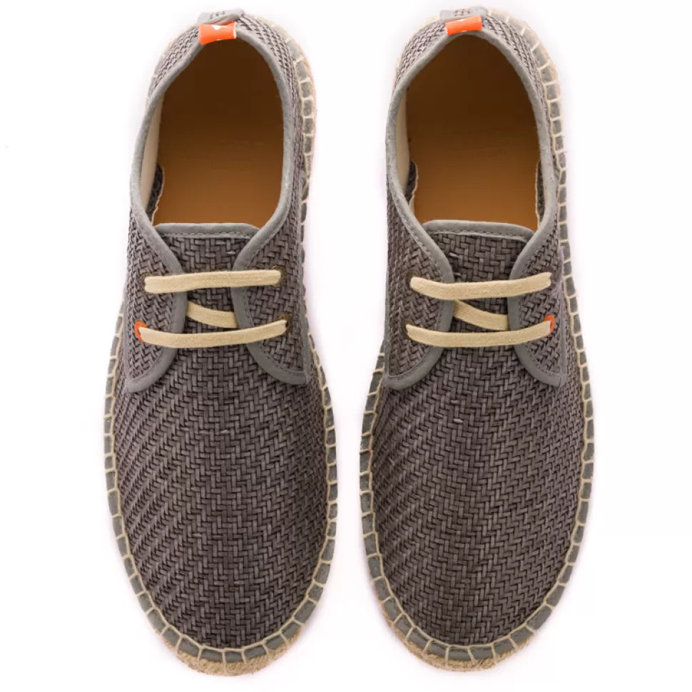 Cheap Blucher Rafia Grigio Uomo Espadrillas Con Lacci