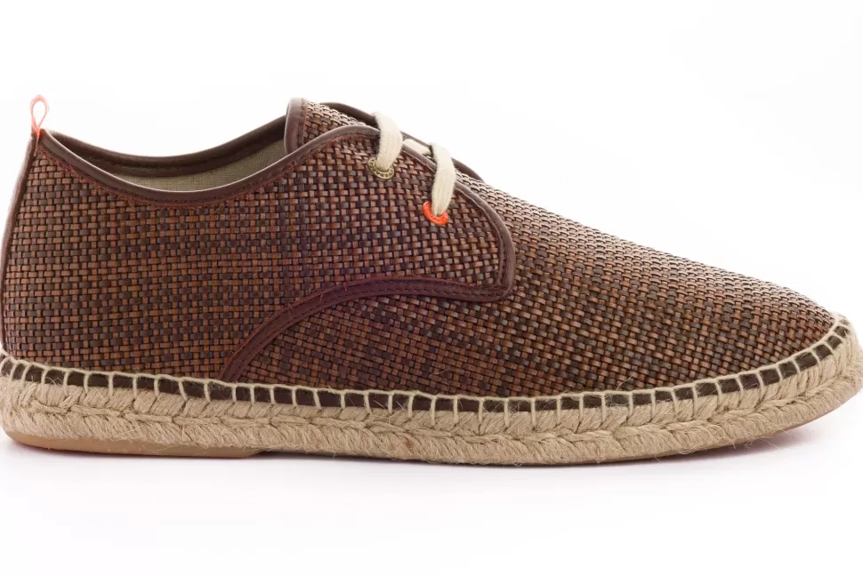 Clearance Blucher Rafia Marrone Uomo Espadrillas Estive