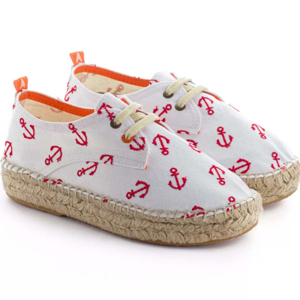 Flash Sale Blucher Terra Ancore Bianco Donna Espadrillas Con Lacci