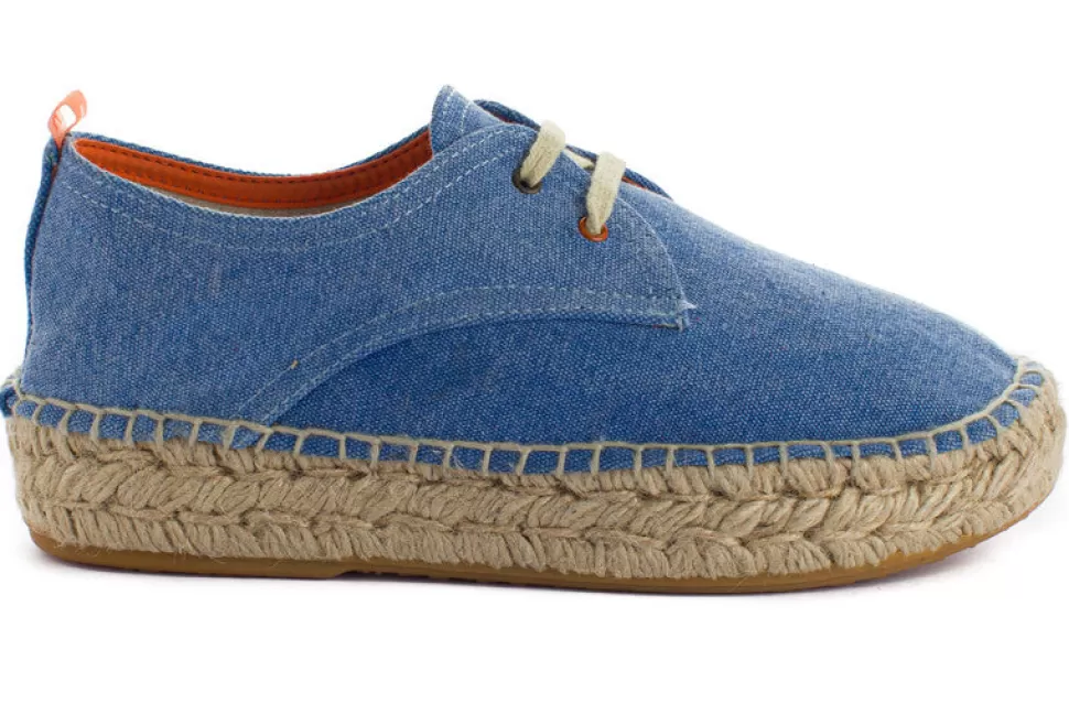 Fashion Blucher Terra Azzurra Donna Espadrillas Con Lacci