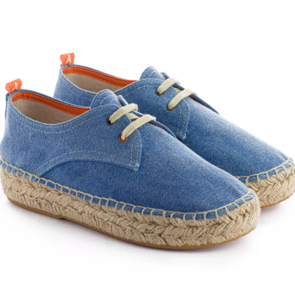 Fashion Blucher Terra Azzurra Donna Espadrillas Con Lacci