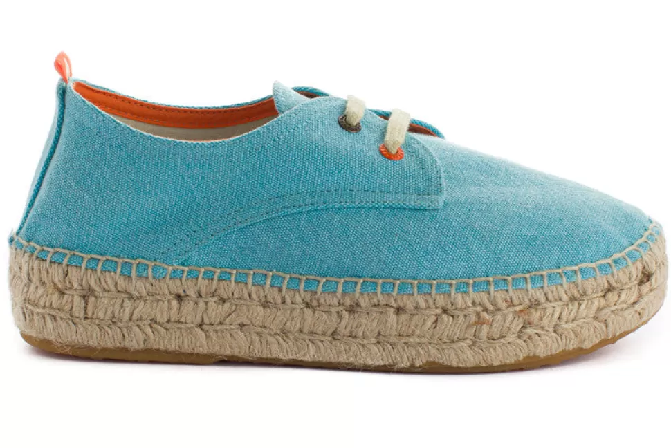 Hot Blucher Terra Celeste Donna Espadrillas Con Lacci