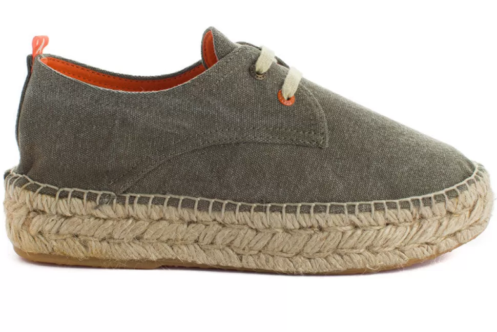 Store Blucher Terra Kaki Donna Espadrillas Con Lacci