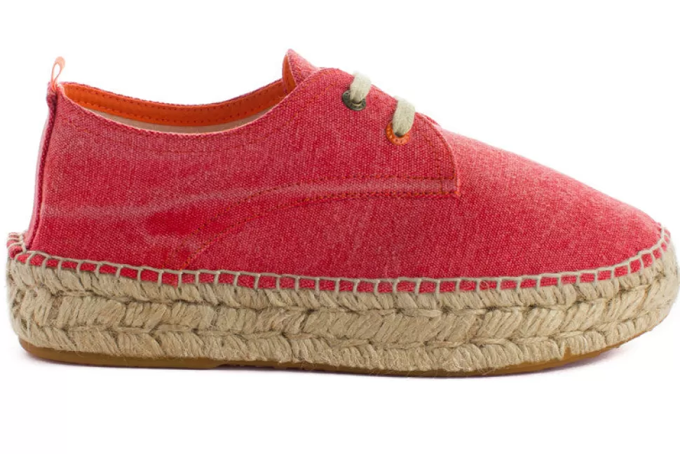 Cheap Blucher Terra Rosso Donna Espadrillas Con Lacci