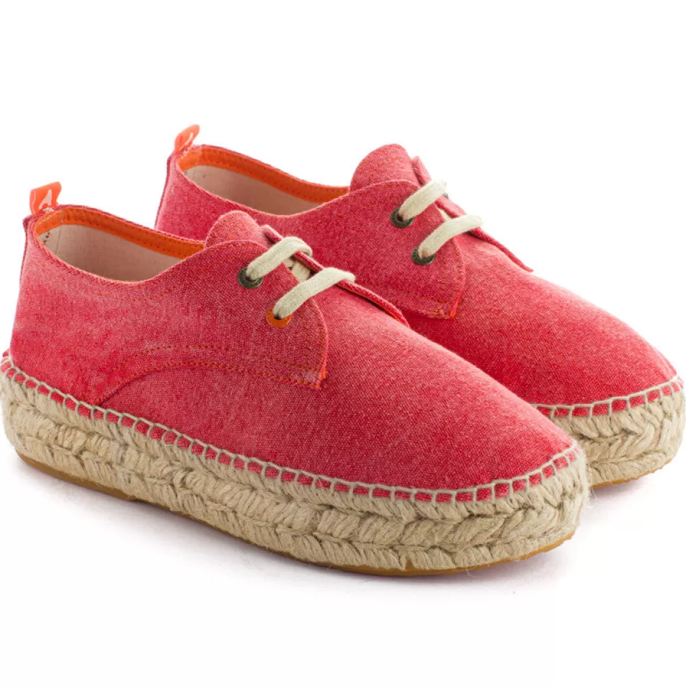 Cheap Blucher Terra Rosso Donna Espadrillas Con Lacci