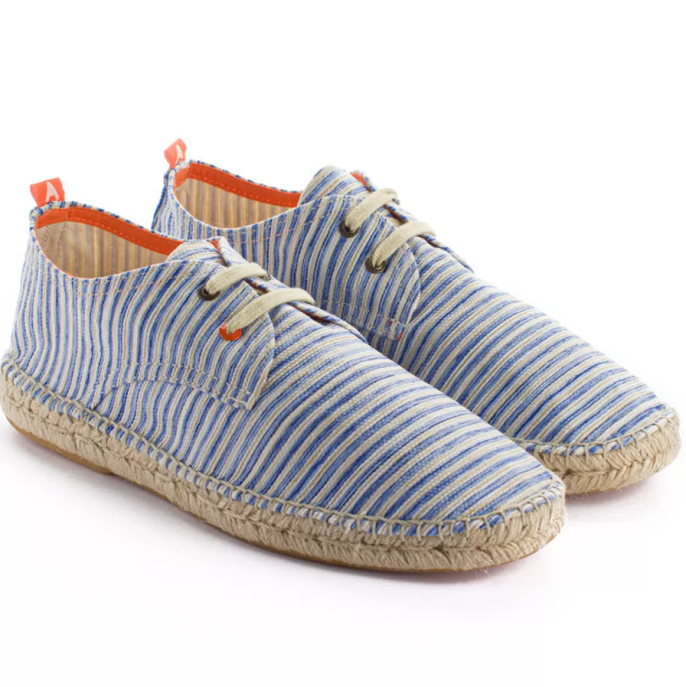 Clearance Blucher Terra Strisce Blu Uomo Espadrillas Estive