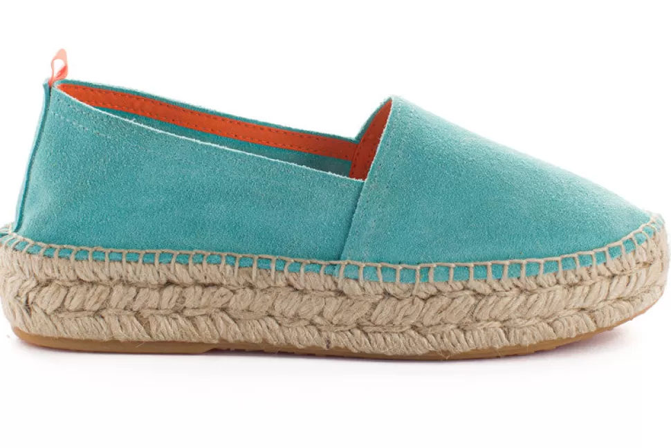 Shop Campeggio In Pelle Turchese Donna Espadrillas Estive