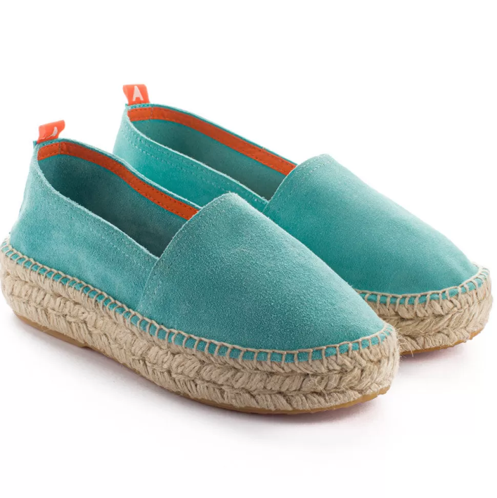 Shop Campeggio In Pelle Turchese Donna Espadrillas Estive