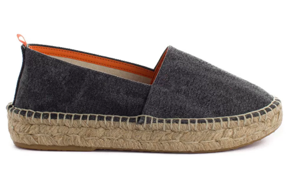 Online Campeggio Terra Nero Donna Espadrillas Di Iuta