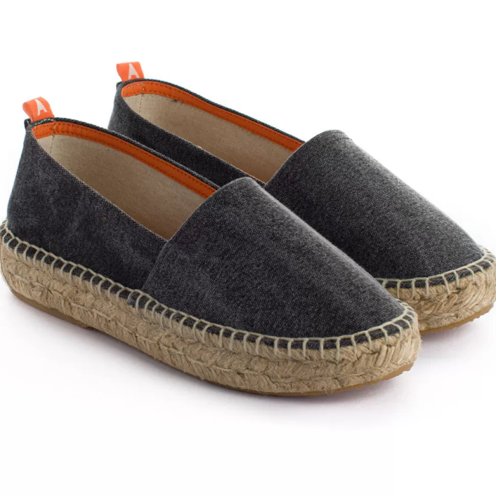 Online Campeggio Terra Nero Donna Espadrillas Di Iuta