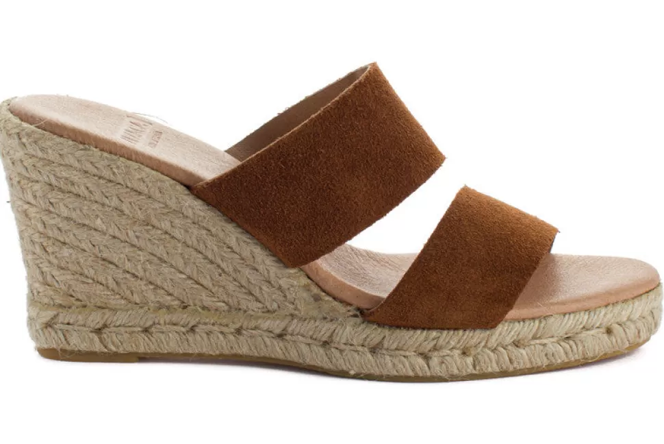 Fashion Espadrillas Cabrera Con Zeppa In Pelle Marrone Donna Espadrillas Con Zeppe