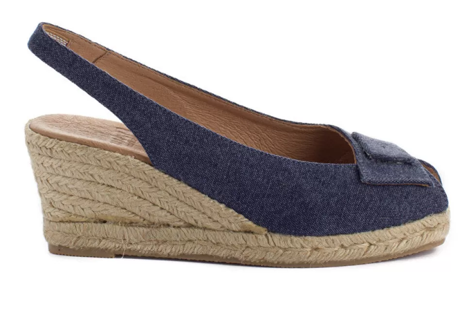 New Espadrillas Con Zeppa Crete Blu Navy Donna Espadrillas Con Zeppe