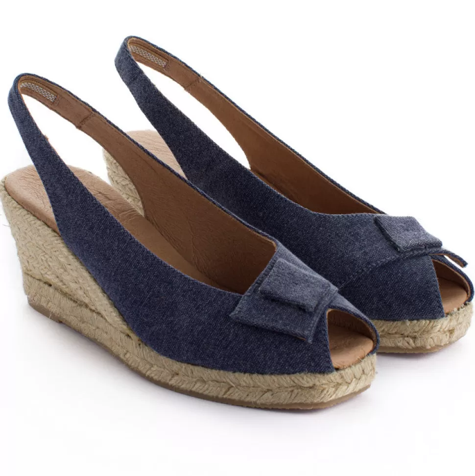 New Espadrillas Con Zeppa Crete Blu Navy Donna Espadrillas Con Zeppe