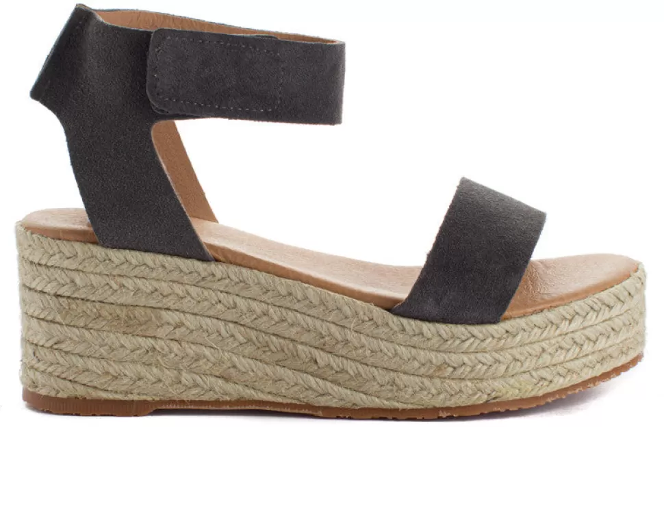 Best Espadrillas Con Zeppa In Pelle Mallorca Grigio Donna Espadrillas Con Zeppe