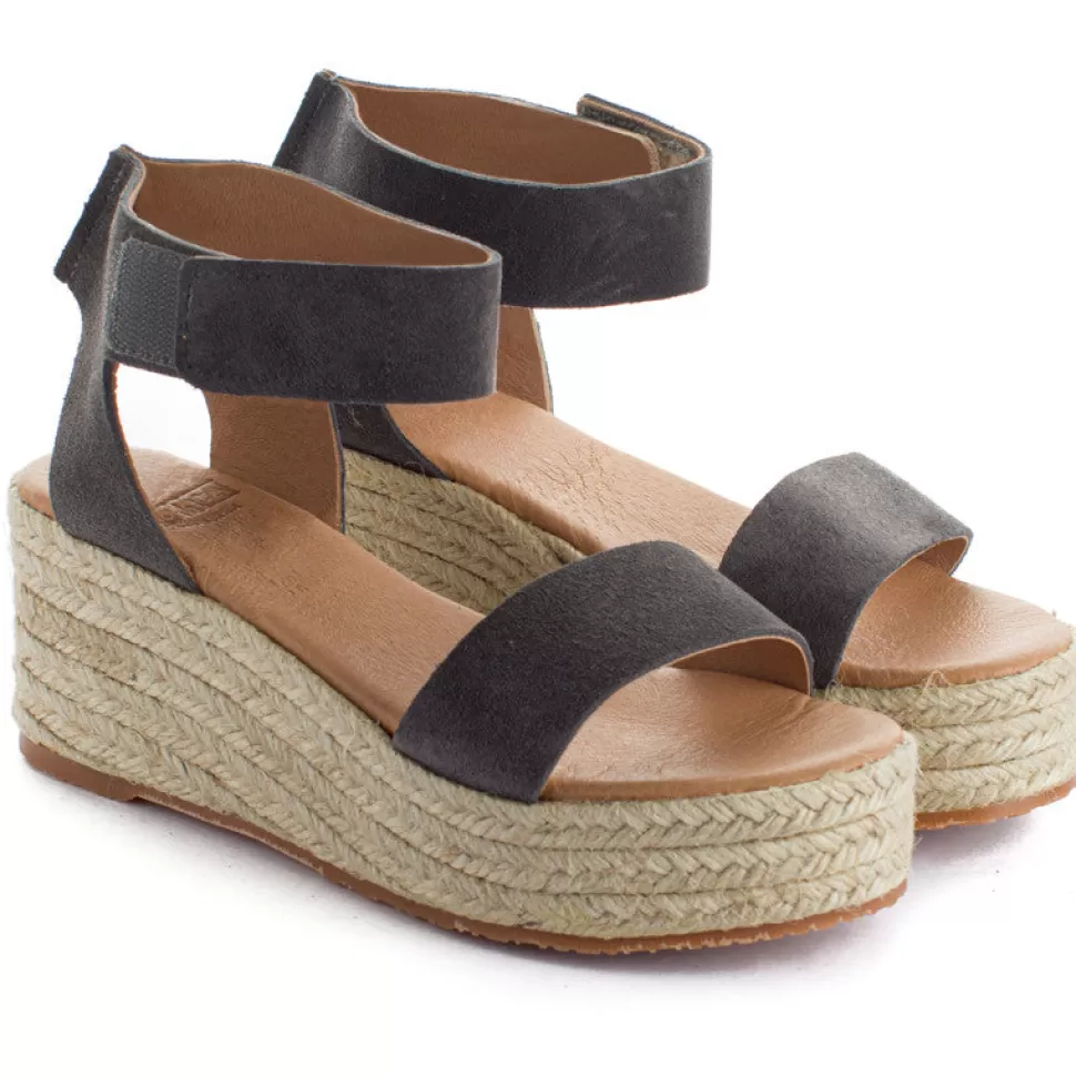 Best Espadrillas Con Zeppa In Pelle Mallorca Grigio Donna Espadrillas Con Zeppe