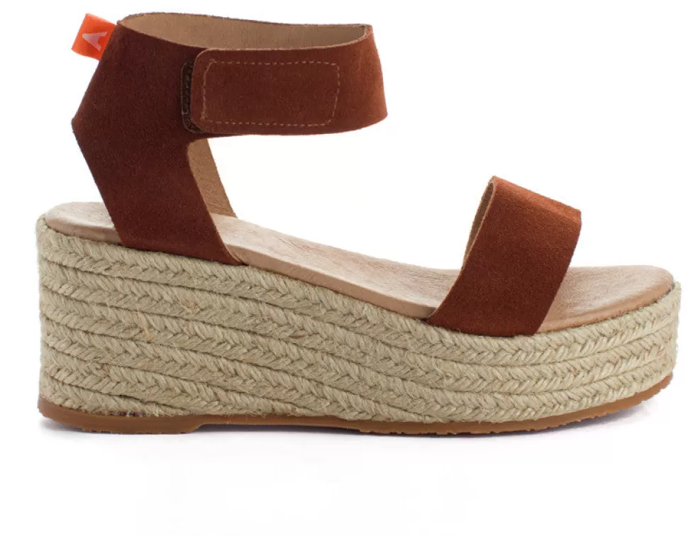 Discount Espadrillas Con Zeppa In Pelle Mallorca Marrone 268 Donna Espadrillas Con Zeppe