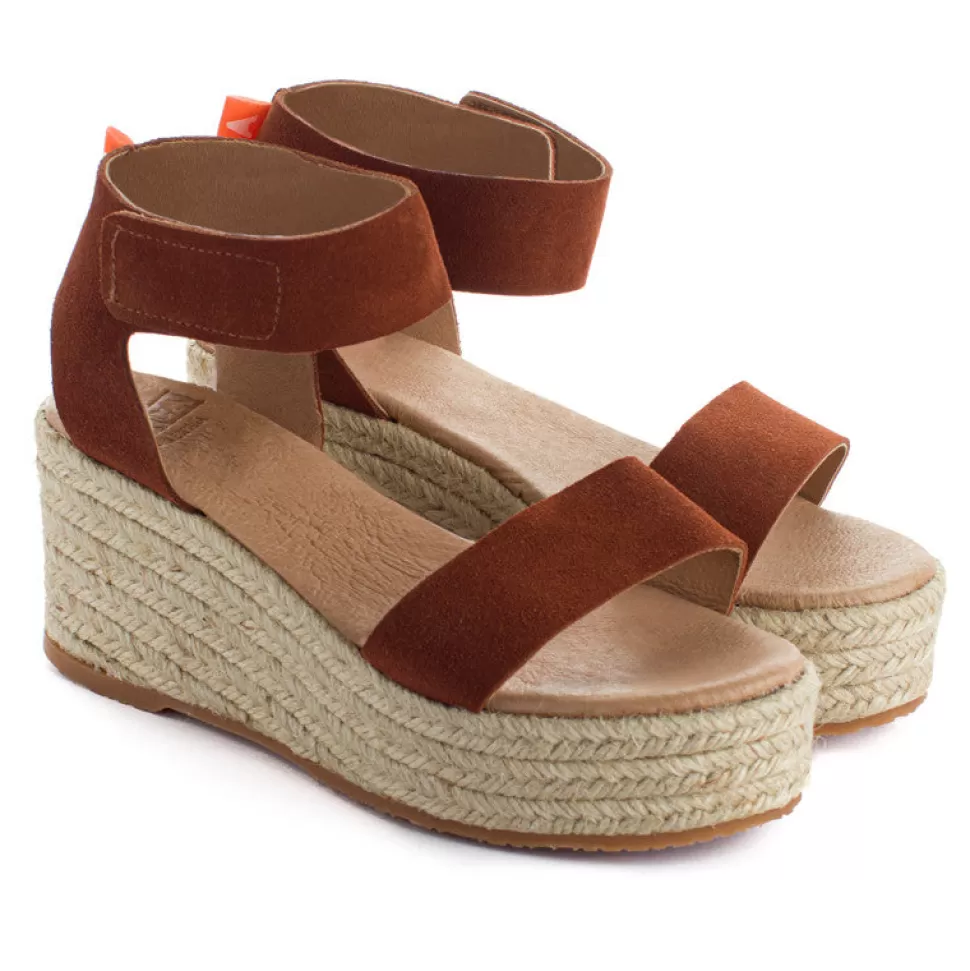 Discount Espadrillas Con Zeppa In Pelle Mallorca Marrone 268 Donna Espadrillas Con Zeppe