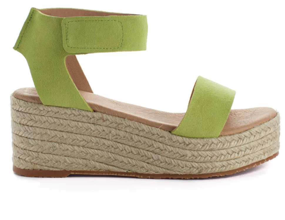 Clearance Espadrillas Con Zeppa Mallorca In Pelle Pistacchio Donna Espadrillas Con Zeppe