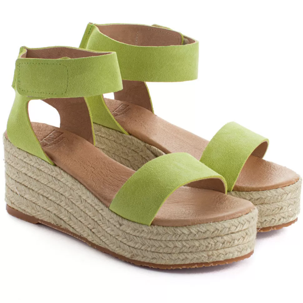 Clearance Espadrillas Con Zeppa Mallorca In Pelle Pistacchio Donna Espadrillas Con Zeppe