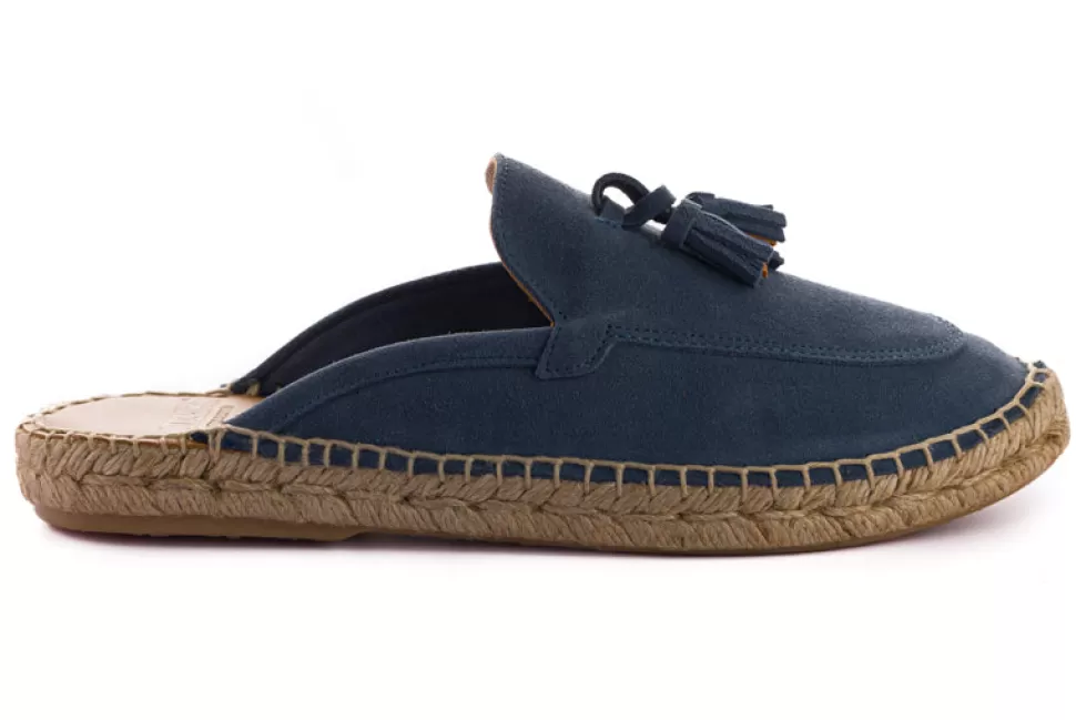 New Mocasin Abierto Borlas Piel Aguamar Donna Espadrillas Estive