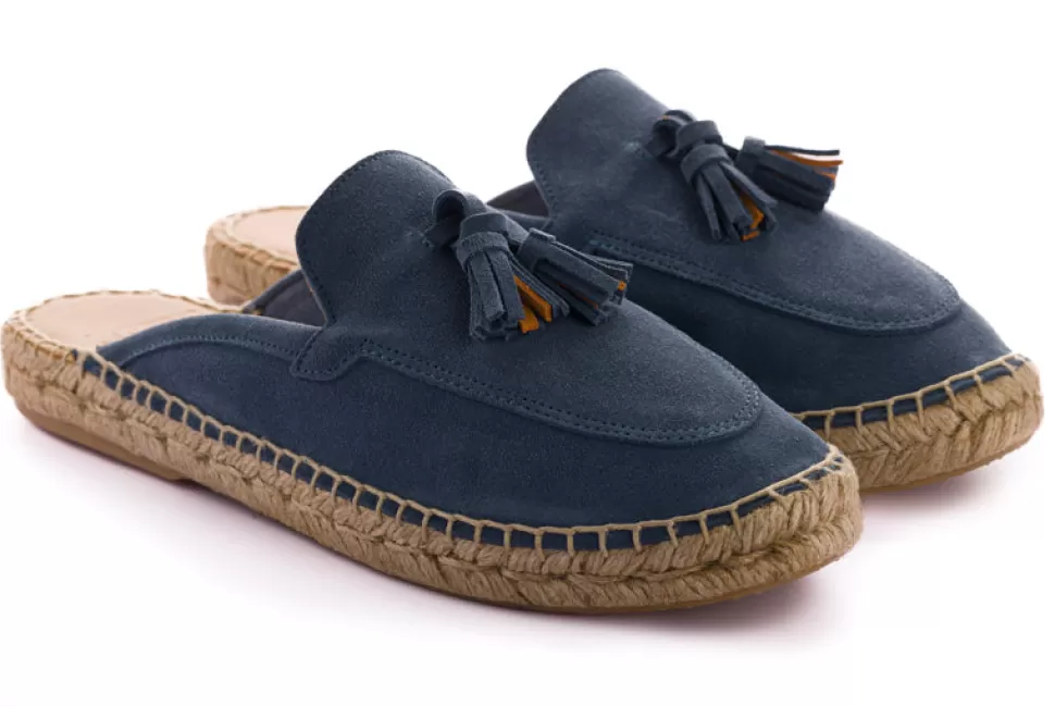 New Mocasin Abierto Borlas Piel Aguamar Donna Espadrillas Estive