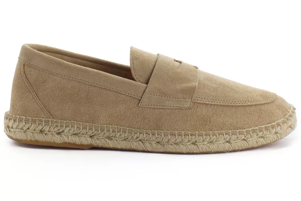 Hot Mocasin Piel Beige Uomo Espadrillas Mocassino