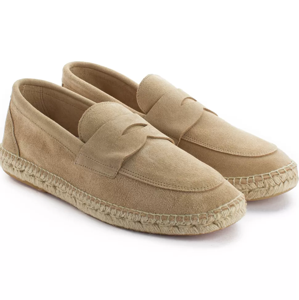 Hot Mocasin Piel Beige Uomo Espadrillas Mocassino