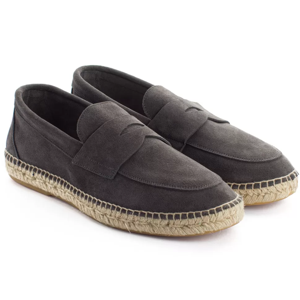 Cheap Mocasin Piel Gris Uomo Espadrillas Mocassino