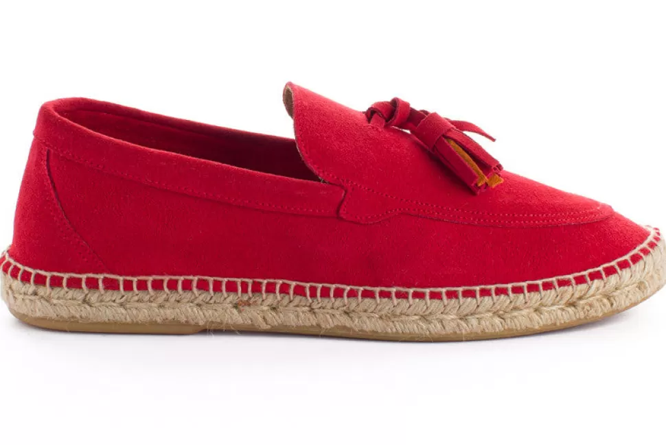 Fashion Mocassini Con Nappine In Pelle Rossa Uomo Espadrillas Mocassino