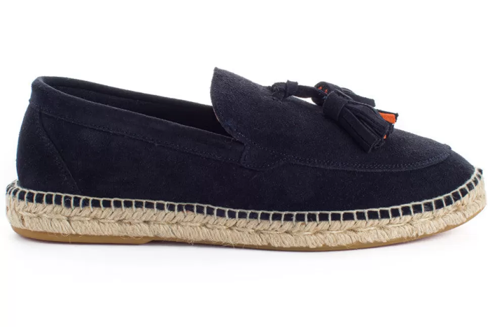 Online Mocassini In Pelle Blu Navy Con Nappine Uomo Espadrillas Mocassino