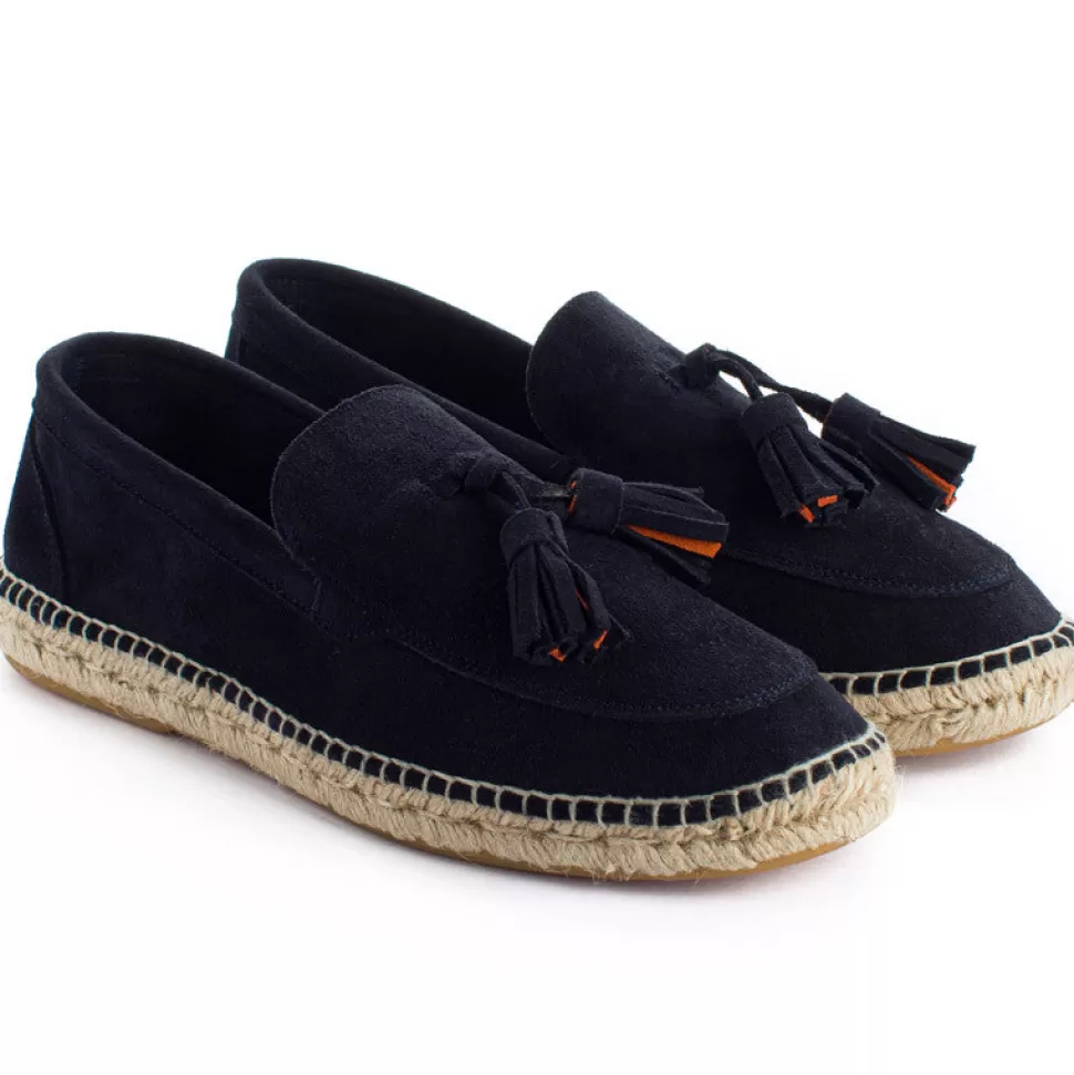 Online Mocassini In Pelle Blu Navy Con Nappine Uomo Espadrillas Mocassino