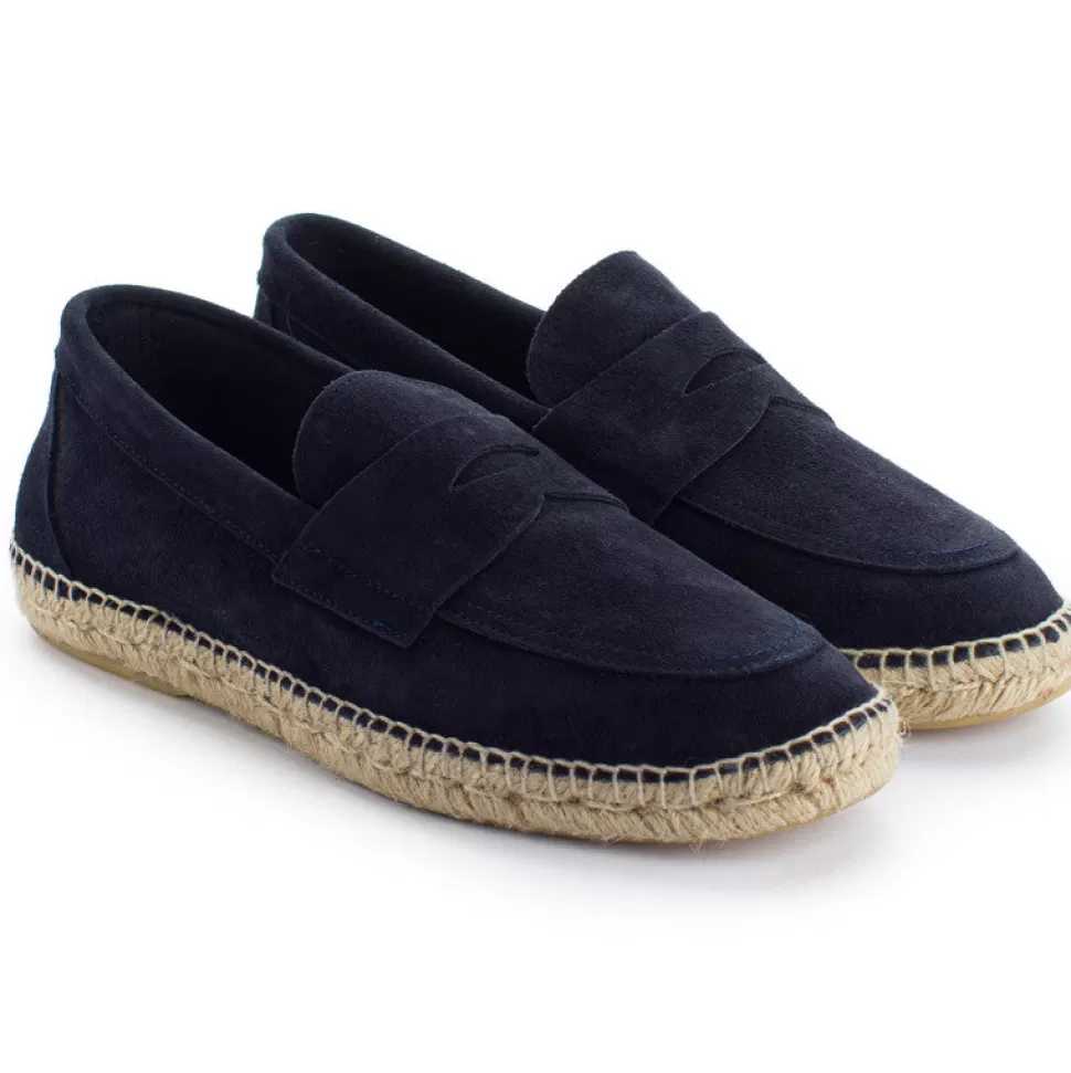 Online Mocassino In Pelle Blu Navy 19 Uomo Espadrillas Mocassino